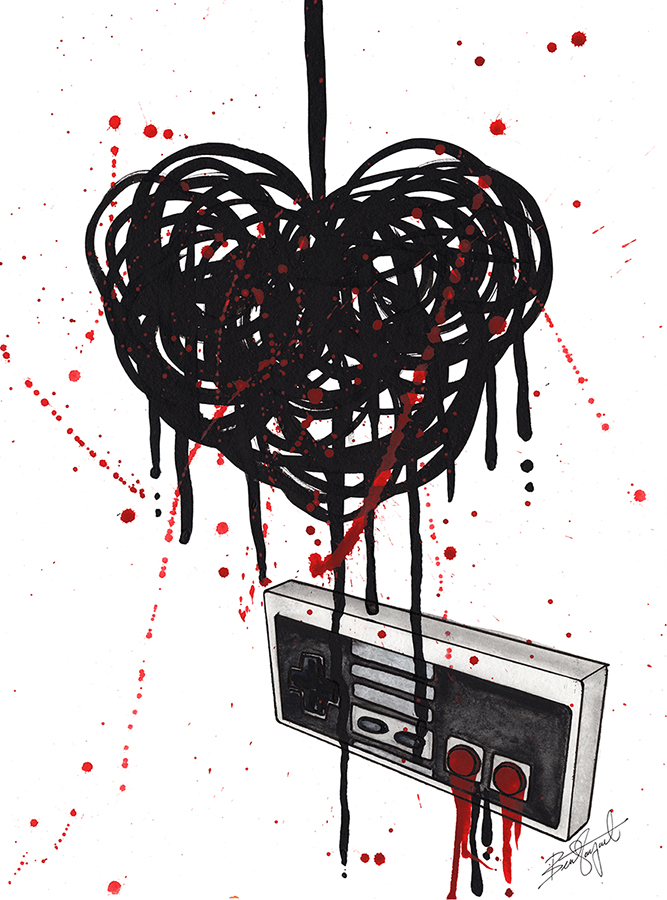 I [heart] NES (watercolor)