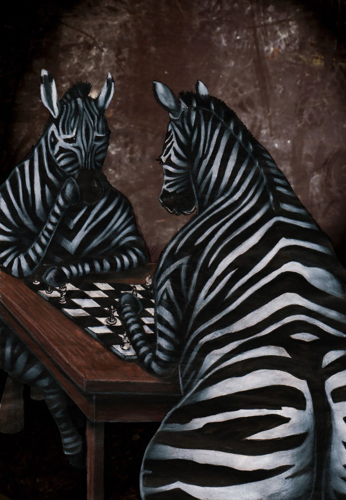 Zebras playing chess